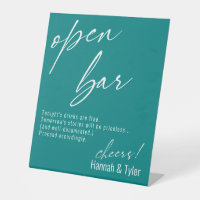 Contemporary Handwriting Funny Teal Open Bar