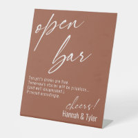Contemporary Handwriting Funny Terracotta Open Bar