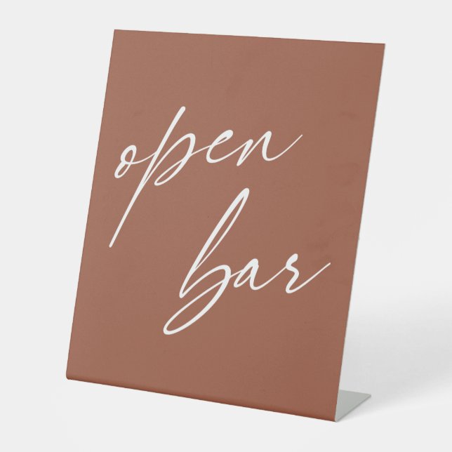 Contemporary Handwriting Open Bar Terracotta Pedestal Sign (Front)