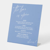 Contemporary Handwriting Periwinkle Open Bar Menu