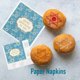 Contemporary Happy Hannukah Star of David Napkin