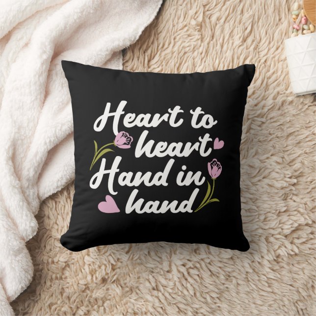 Contemporary 'Heart to Heart, Hand to Hand' Quote  Cushion (Blanket)
