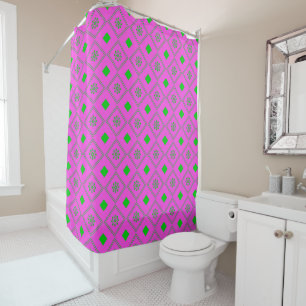 Contemporary Homely Pink Green Shower Curtain