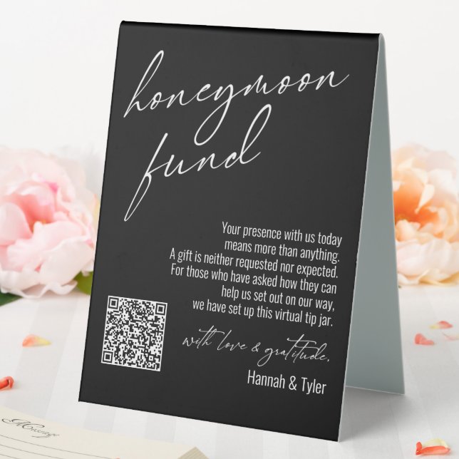 Contemporary Honeymoon Fund QR Code Black (In SItu (Wedding))