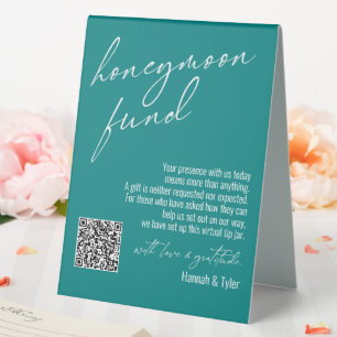 Contemporary Honeymoon Fund QR Code Teal
