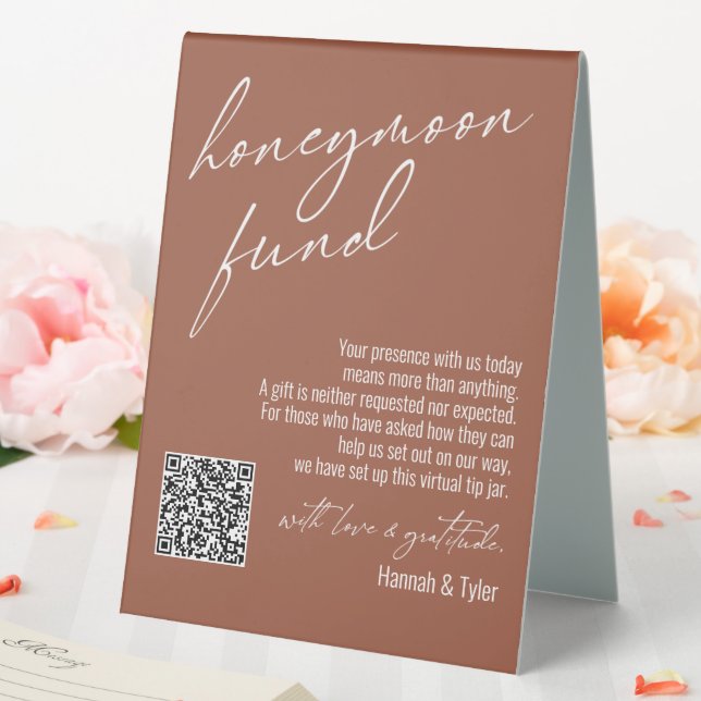 Contemporary Honeymoon Fund QR Code Terracotta (In SItu (Wedding))