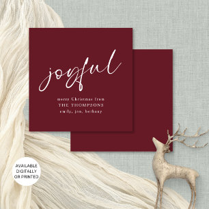 Contemporary Joyful Merry Christmas Burgundy Invitation