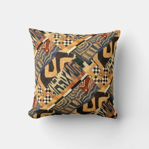 Contemporary Kuba Motif Collage Design Cushion