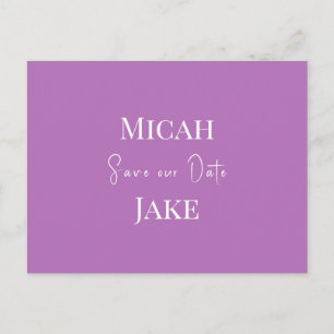 Contemporary Lavender  Wedding Save our Date Postcard