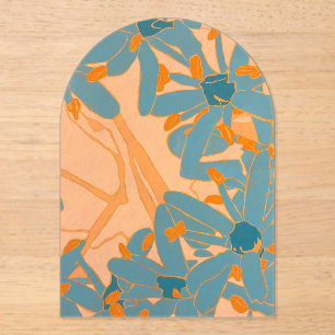 Contemporary Leaf Design in Peach Acrylic Invitations