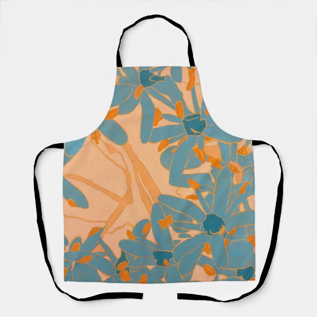 Contemporary Leaf Design in Peach  Apron (Front)