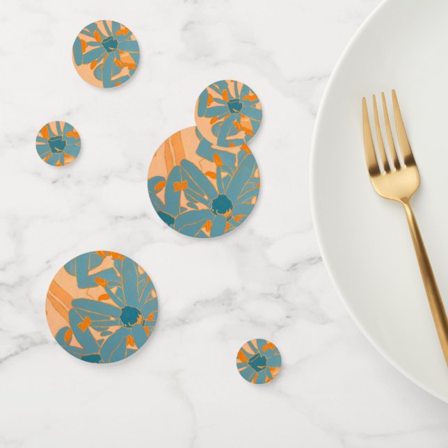 Contemporary Leaf Design in Peach  Confetti (Group)