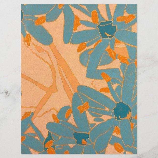 Contemporary Leaf Design in Peach Custom Letterhead (Front)