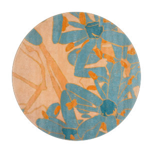 Contemporary Leaf Design in Peach  Cutting Board