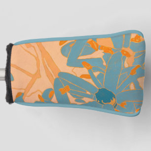 Contemporary Leaf Design in Peach Golf Head Cover