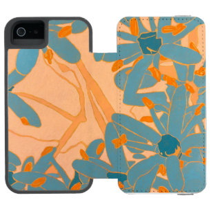 Contemporary Leaf Design in Peach Incipio Watson™ iPhone 5 Wallet Case