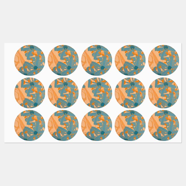 Contemporary Leaf Design in Peach Label (Sheet)