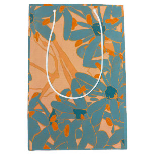 Contemporary Leaf Design in Peach Medium Gift Bag