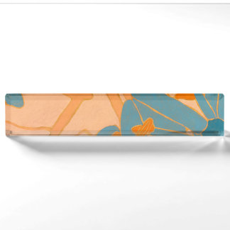 Contemporary Leaf Design in Peach Nameplate