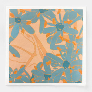 Contemporary Leaf Design in Peach Napkin