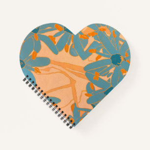 Contemporary Leaf Design in Peach Notebook