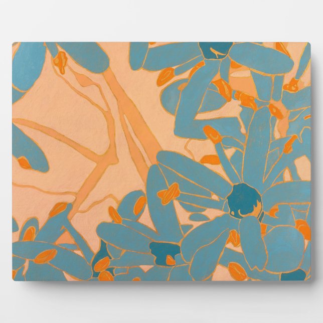 Contemporary Leaf Design in Peach  Plaque (Front)