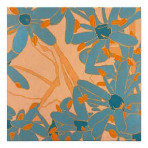 Contemporary Leaf Design in Peach Poster