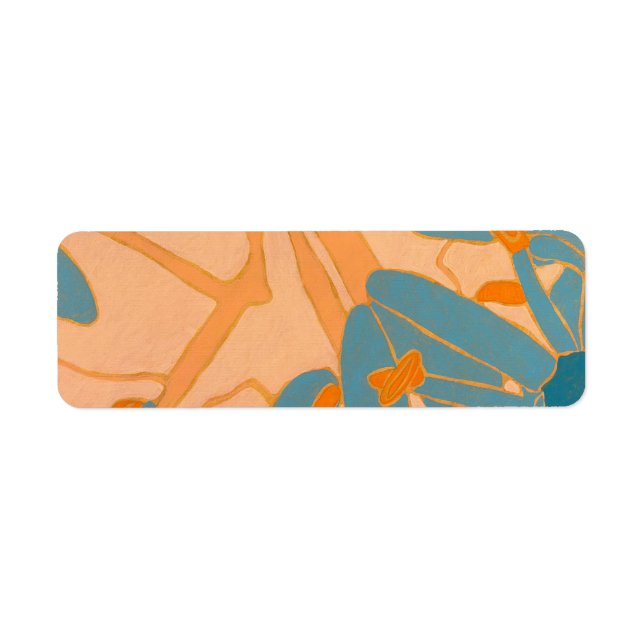 Contemporary Leaf Design in Peach  Return Address Label (Front)
