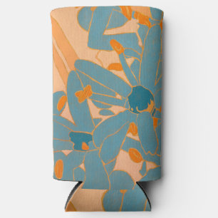 Contemporary Leaf Design in Peach Seltzer Can Cooler