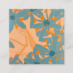 Contemporary Leaf Design in Peach Square Business Card