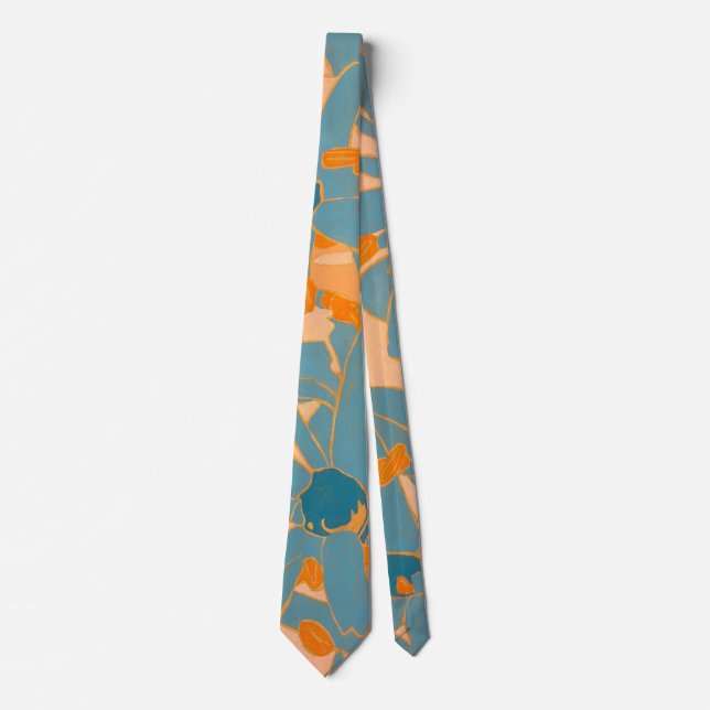 Contemporary Leaf Design in Peach  Tie (Front)