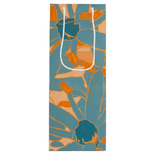 Contemporary Leaf Design in Peach  Wine Gift Bag