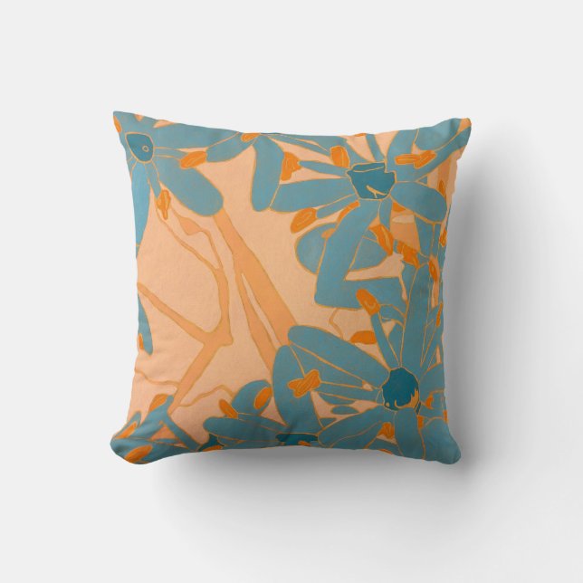Contemporary Leaf Design Peach Cushion (Front)