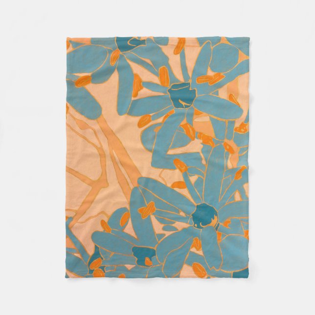 Contemporary Leaf Design Peach Fleece Blanket (Front)