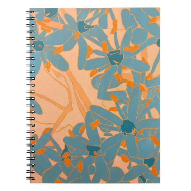 Contemporary Leaf Design Peach Notebook (Front)