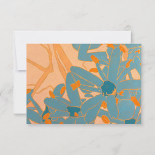 Contemporary Leaf Design Peach Thank You Card