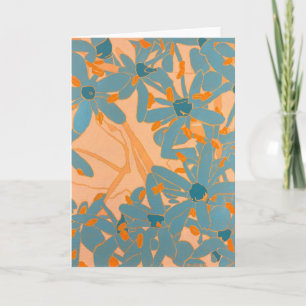 Contemporary Leaf Design Peach Thank You Card
