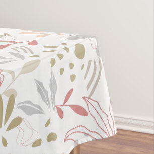 Contemporary Leaves Grey, Brown, Rust Tablecloth
