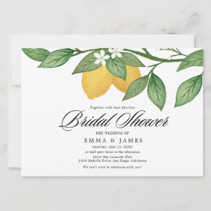 Contemporary Lemon Garden Horizontal Bridal Shower Invitation