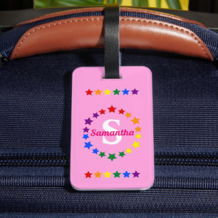 Contemporary LGBT Gay Pride Stars Monogram & Name  Luggage Tag
