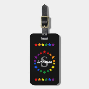 Contemporary LGBT Gay Pride Stars Monogram & Name  Luggage Tag