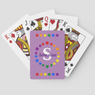 Contemporary LGBT Gay Pride Stars Monogram & Name Playing Cards