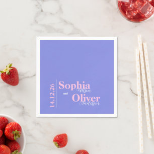 Contemporary Lilac and Pink Minimalist Wedding Napkin