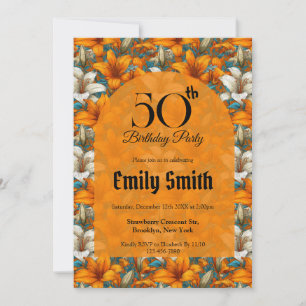 Contemporary Lilies Fantasy Milestone Birthday Invitation