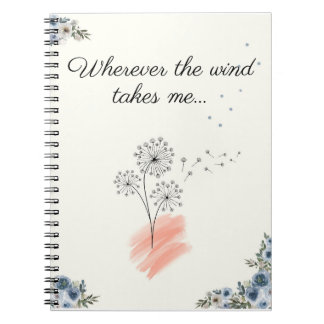 Contemporary Line Art Flowers with Quote  Notebook