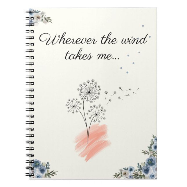 Contemporary Line Art Flowers with Quote  Notebook (Front)
