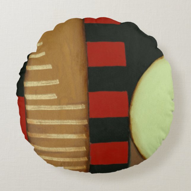 Contemporary Loft Style Panelled Painting Round Cushion (Front)