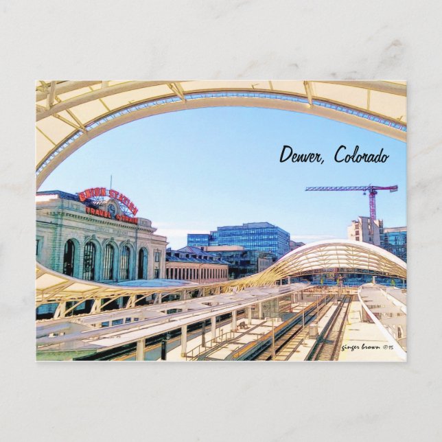 Contemporary Look, Union Station, Crane Denver CO Postcard (Front)