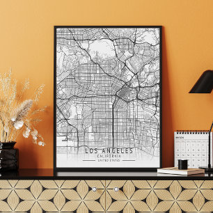 Contemporary Los Angeles California Street Map Poster