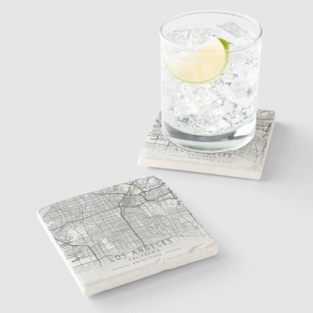 Contemporary Los Angeles California Street Map Stone Coaster (Side)